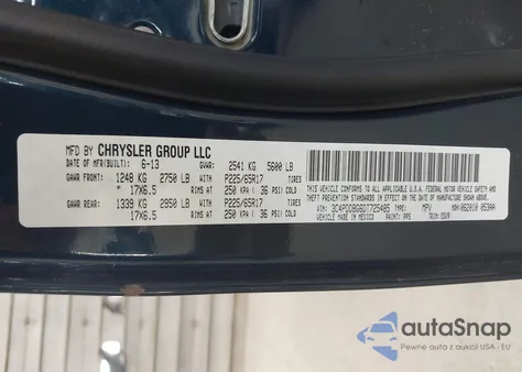 2013 Dodge Journey Sxt z USA, uszkodzony, nr VIN 3C4PDDBG6DT725485